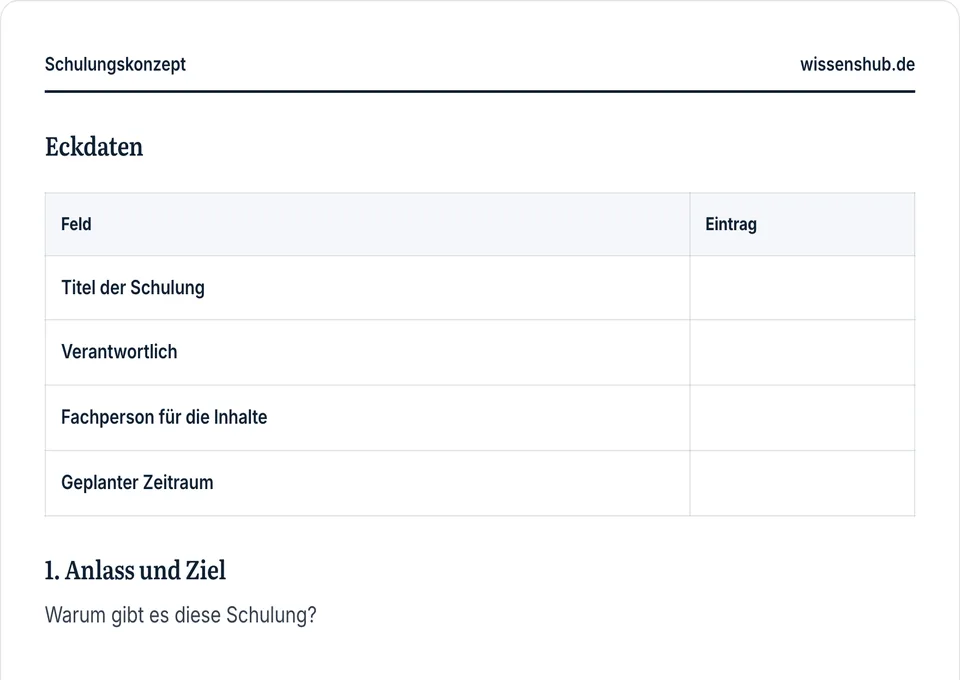 Vorschau der Vorlage Schulungskonzept